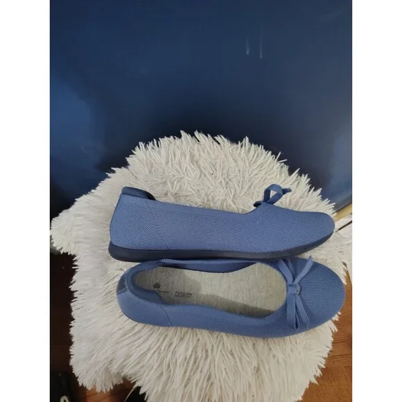 Clarks Cloudsteppers Flats 8.5 Blue Carly Hope Knit Bow - Picture 6 of 8